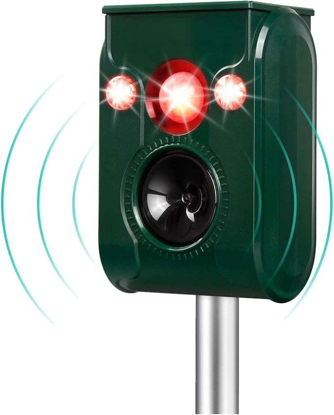2025 Upgraded Solar Animal Repeller, Ultrasonic pest Repeller, Cat Repellent Outdoor, Squirrel Repellent, Deer Repellent,Waterproof,Siren and Flash Animal Repellent,Dog, Raccoon, Skunk, Rabbit, Rodent