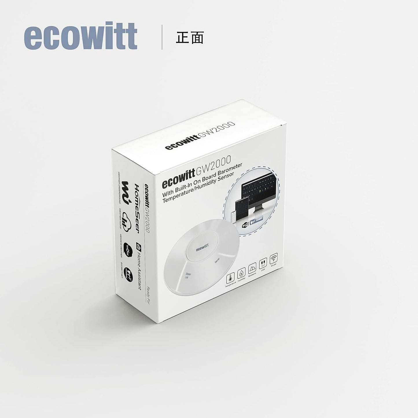Ecowitt GW2000 Wi-Fi Hub for Wittboy Weather Station, with Built-in on Board Barometer and Thermometer/Hygrometer Sensor, Support Ecowitt Weather Sensors