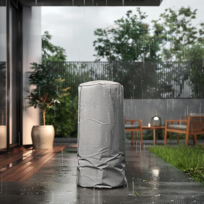 Planika BINO Outdoor Gas Fireplace - Black Fire Column with Glass Shield for Patio or Gardens (Outdoor Cover Incl)