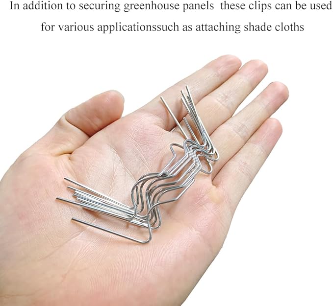 70 Pieces Stainless Steel Greenhouse Panel Clips Greenhouse Glazing Clips Wire Clip Thick Gauge Wire W Type Clip Stability High Tensile for Harbor Freight 2.95 inch/7.5cm
