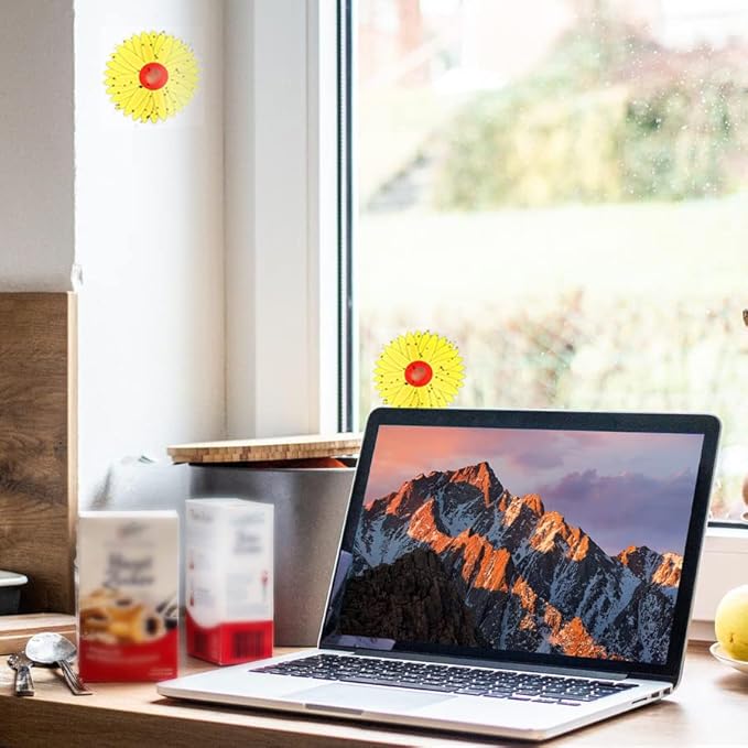 16 Pack Window Fly Traps, Fruit Fly Traps for Indoors, Paper Sticky Strips with Beautiful Sunflower Design, House Fly Catcher Trap for Home, Pest Control for Kitchen and Garage