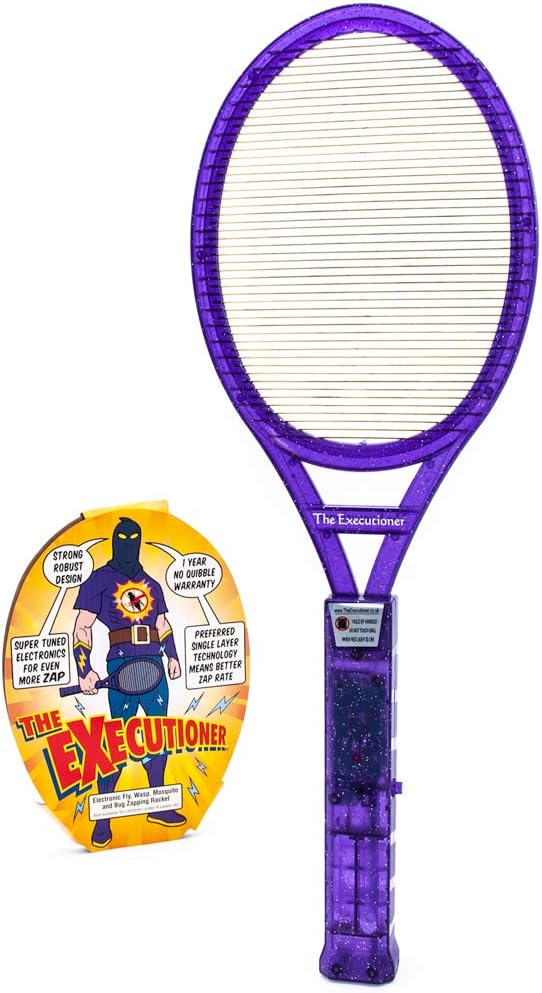 The Executioner Fly Zapper Mosquito, Wasp, Bug, Insect Killer Swatter Electric Fly Zapper Racket Single Layer for Efficient Zapping Indoor Outdoor (Purple)
