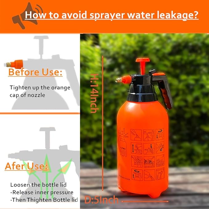 3L Garden Sprayer, Handheld Pump Weed Sprayer 0.8Gallon Hand Pressure Sprayer (3L-2PCS-Orange)