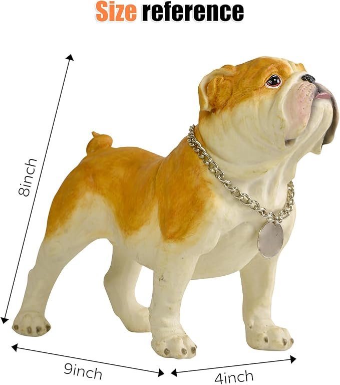 Adorable Standing English Bulldog Puppy Garden Statue, Cute Decorative Resin Figurine for Backyard, Porch, Lawn, Patio for Dog Lovers