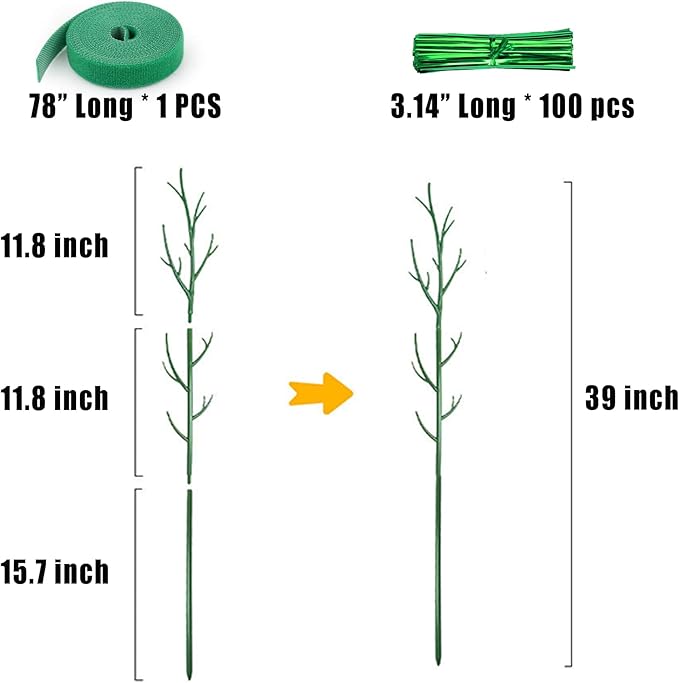 3 Pack Plant Support Stakes for Indoor Plants, Climbing Plant Support Structures for Pothos, Monstera, Philodendron Garden Plant Stakes with Twist Ties, Plant Ties and Scissor