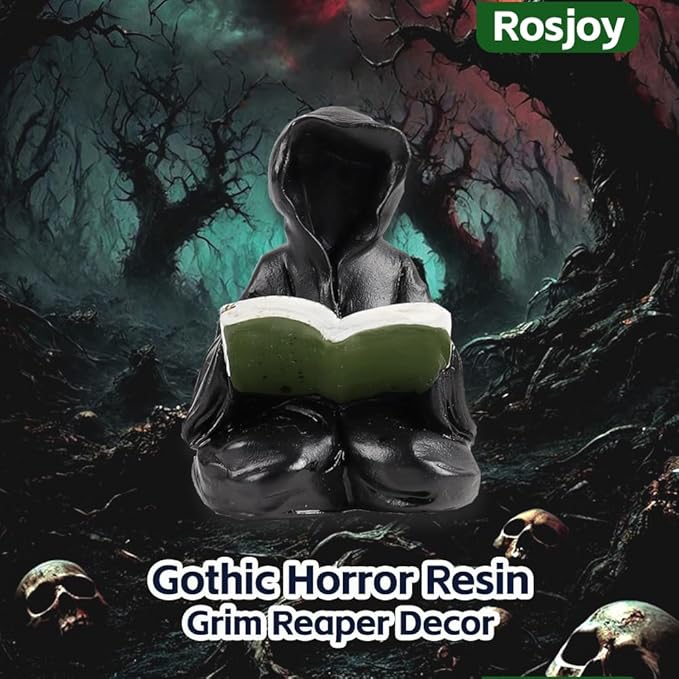Halloween Decor Miniature Grim Reaper Desk Figurine,Gothic Horror Resin Grim Reaper,for Bookshelf Decor,Desk Trinkets,Collectible,Party Gifts