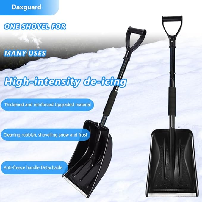 Snow Shovel，2025 Upgraded Lightweight Steel Handle Snow Removal Tool, Kids Snow Shovel, Suitable for Emergencies, Car Driveways, Gardens, Camping (Blue