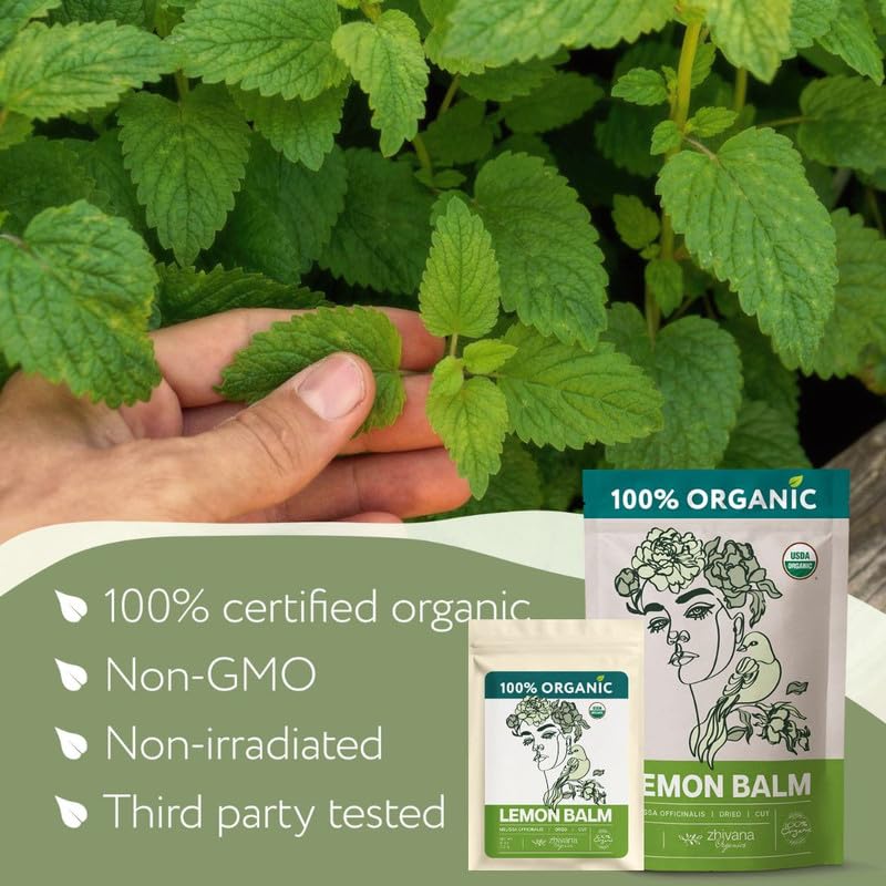 Lemon Balm Tea Organic - Lemon Balm Herb Loose Leaf - Melissa Tea, Tolonjil Tea Organic –- Anti-Stress, Sleep, Blood Pressure, Digestion - 4 Oz