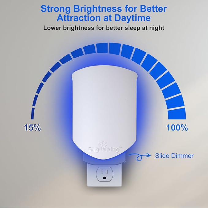 Flying Insect Trap for Indoors: Light Trap Captures Fruit Flies, Gnats, and Houseflies, BUG PARKING 1 Device and 3 Refills Silent Bug Catcher with UV Light for Indoor-Plants, Kitchen