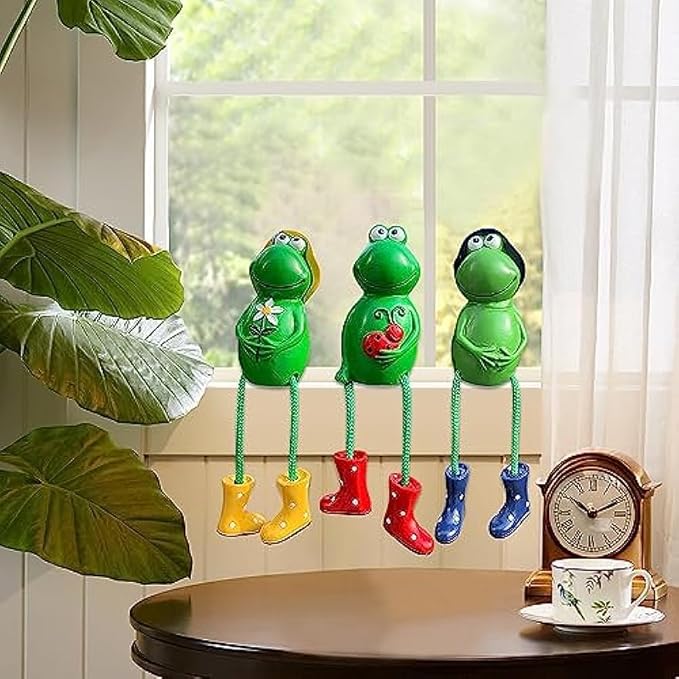 Cute Frog Garden Decor, Sitting Frog Garden Statue Outdoor, 6.2inch Frogs Statues Resin for Yard Patio Garden Office Tabletop Bookshelf Decor