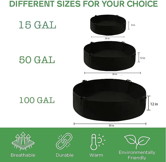 15 Gallon Plant Grow Bags, Round Fabric Raised Garden Beds Planter Pots with 2 Handles,Durable Breathe Cloth Planting Bed Gardening Container to Grow Vegetables for Outdoor Plants
