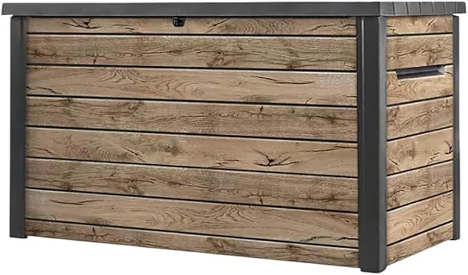 Outdoor Storage Box with Lockable Lid - Weather-Resistant and Stylish (Ash Wood Brown, 230)