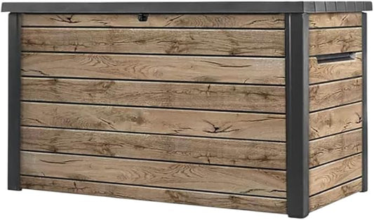 Outdoor Storage Box with Lockable Lid - Weather-Resistant and Stylish (Ash Wood Brown, 230)