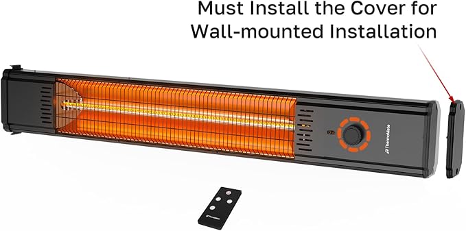 Outdoor Electric Patio Heater, ThermoMate 1500W Freestanding & Wall-mounted Infrared Heater with Remote, 8 Heat Levels, 8H Timers, Tip-Over & Overheat Protection, IP65 Waterproof Tower Space Heater