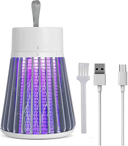 Bug Zapper Outdoor,Electric Mosquito Zapper Portable Camp Mosquito Killer,Rechargeable Indoor Fly Zapper,Electric Fly Zapper,Fly Traps,Flying Insects Zapper Indoor Outdoor (White)