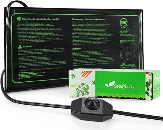 MET Certified Seedling Heat Mat, Seedfactor Adjustable Temperature Waterproof Durable Germination Station Heat Mat, Warm Hydroponic Heating Pad for Indoor Home Gardening Seed Starter