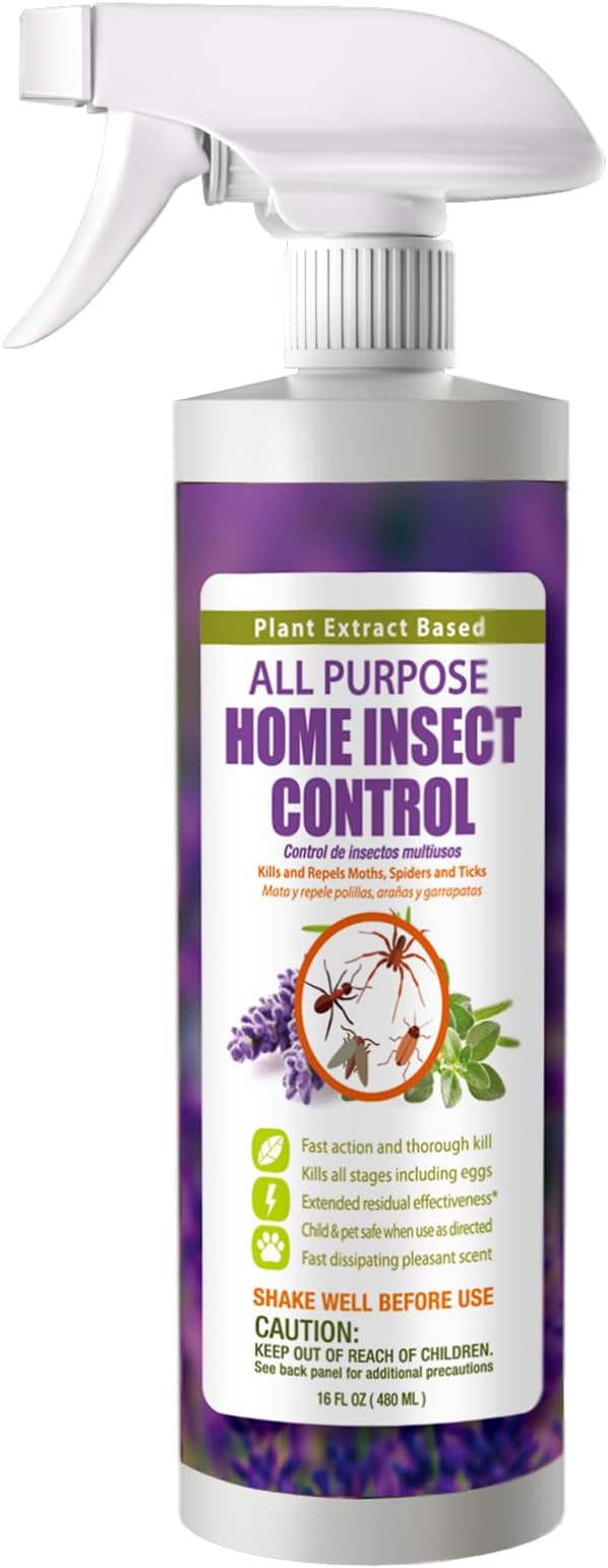 EcoVenger by EcoRaider All Purpose Insect Control 16 oz, Fleas, Fruit Flies, Gnats, Moths, Roaches, Spiders, Fast Kill, Lasting Prevention, Kill Eggs, Plant Extract Based & Non-Toxic, Child & Pet Safe