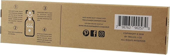 | Stainless Steel Sprouting Kit, 4 Pack | Rust Proof 316 Stainless, Curved Mesh, Fits Most Wide Mouth Mason Jars | Grow Your Own Organic Sprouts From Seeds, Sprouter