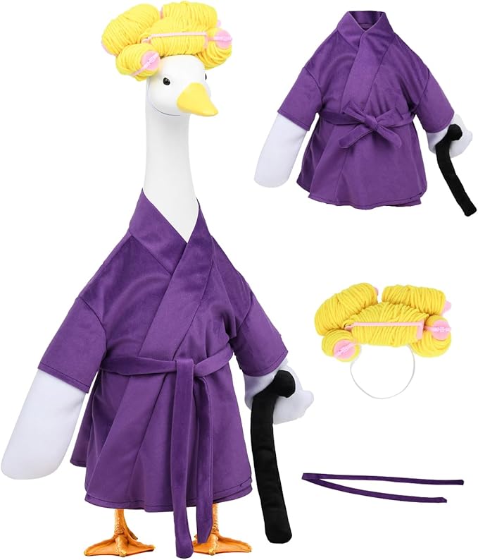 Old Lady Porch Goose Outfits - Old Lady Costumes for 23” Porch Goose Statue, Halloween Outdoor Decor for Lawn, Yard & Garden