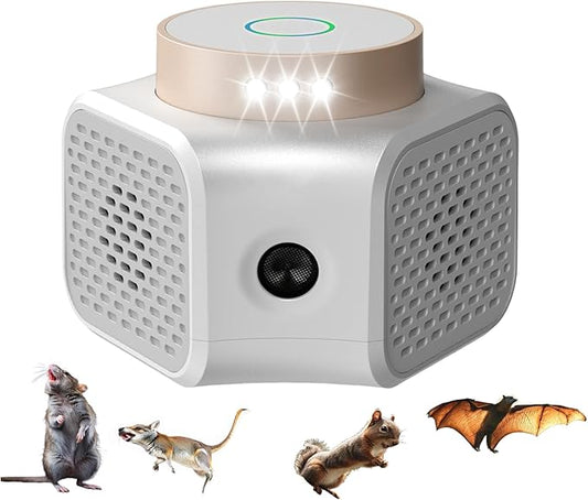 Pest Repellent Ultrasonic Plug in, Mice Repellent Indoor Pest Control for Rodent Squirrel Mouse Rat Bat Repeller, Electronic Plug in for House Kitchen Garage Basement Attics