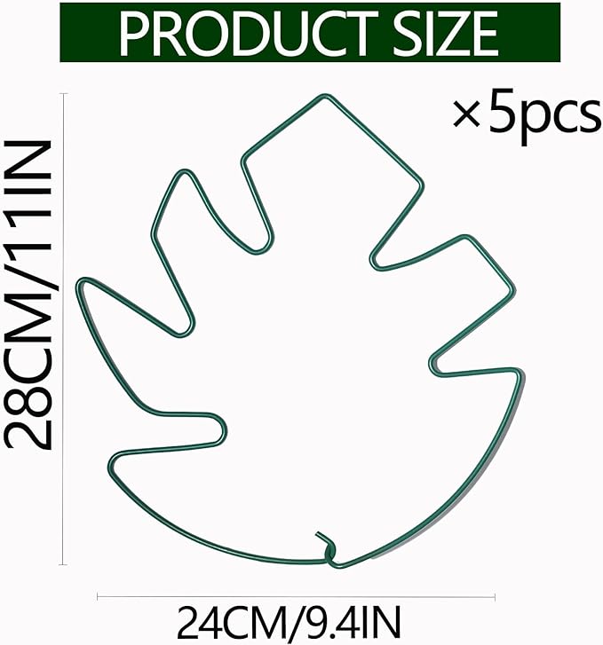 5PCS Green Monstera Plant Stem Support - 11x9.4 Adjustable Fishbone Cactus Stake Holder, Durable, Sturdy Design, Easy Installation, Gentle Grip for Indoor Plants