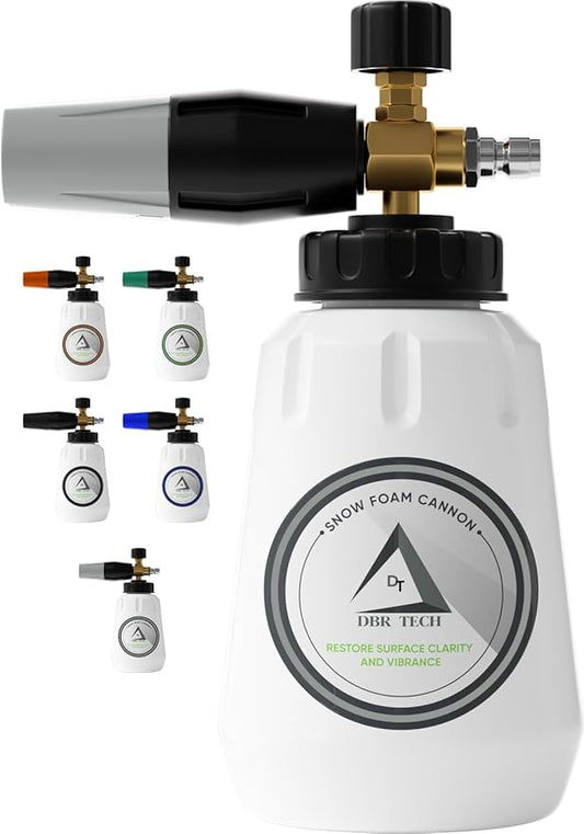 Foam Cannon for Pressure Washer, 1.1mm Orifice, 1000-4000 PSI, 1/4 Inch Quick Connector, Wide Neck and Adjustable Spray, Heavy Duty Car Snow Foam Blaster for Superior Foaming & Deep Clean, Grey