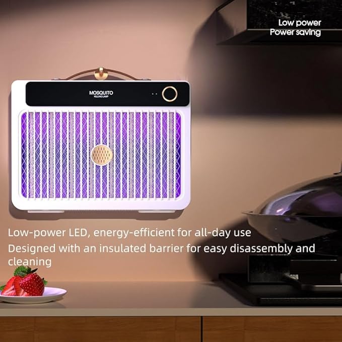 Portable Mosquito Killer Lamp with 4000mAh Rechargeable Battery, Indoor and Outdoor Use, Silent Bug Zapper, Cordless Electric Mosquito Trap for Camping, Home, and Travel (Pearl White)