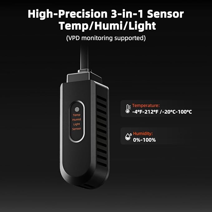 Spider Farmer 4 Inch Smart Inline Duct Fan with GGS Temperature Humidity Controller, WiFi Integrated App Control, 205 CFM Ventilation Exhaust Fan for Heating Cooling Booster, Grow Tents, Hydroponics