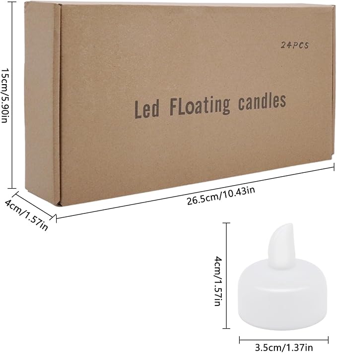 24pcs Warm White Flameless Waterproof LED Floating Candles,Battery Powered Outdoor Waterproof Flashing Tea lamp Voting Candle for Aquatic Ambiance - Wedding, Party, Spa