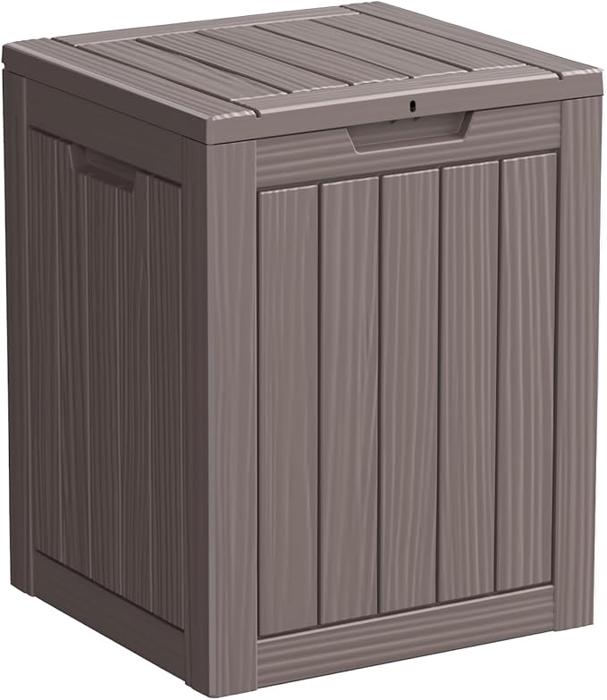 28 Gallon Outdoor Storage Box – Resin Deck Box with Lockable Lid, Waterproof Patio Furniture Storage for Tools, Garden & Yard Organization