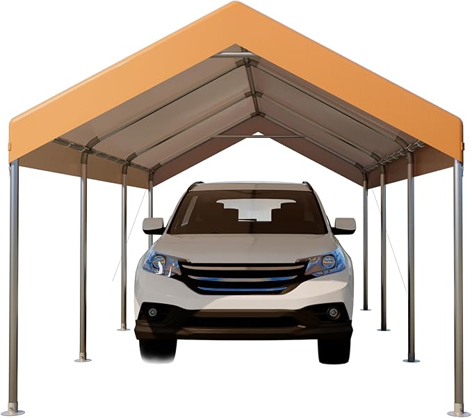 Heavy Duty Carport Canopy 10x20FT,Outdoor Garage Car Shelter Shade,Portable Garage with Roll-Up Windows, Doors, Uv Resistant and Waterproof for Car Truck Motorcycle