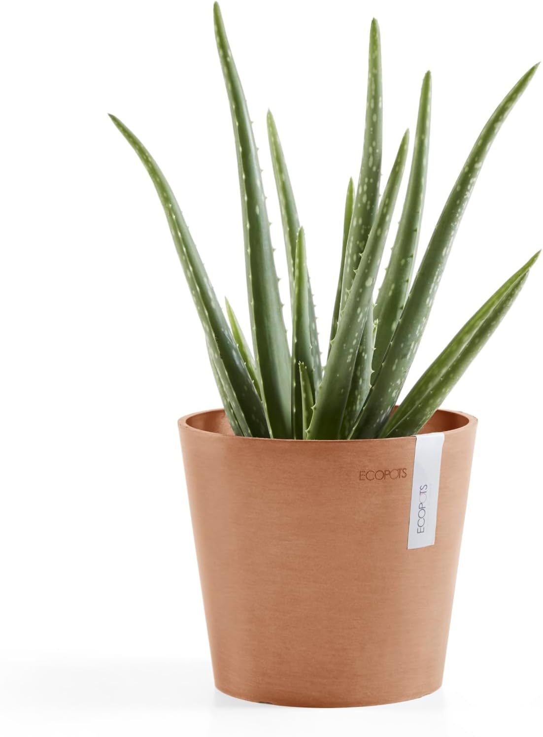 Ecopots Amsterdam Mini Durable Modern Round Recycled-Based Composite Flower Pot Planter, Terracotta Color, 7"