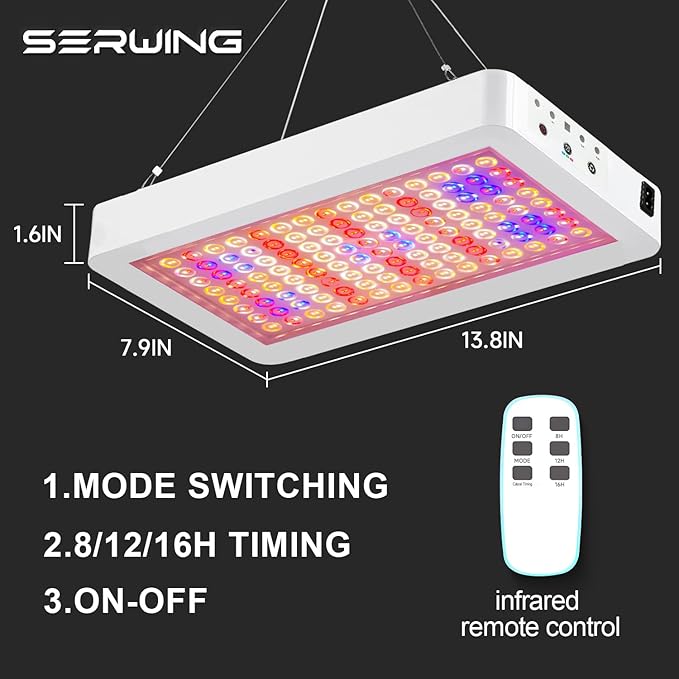LED Grow Light Full Spectrum, Plant Grow Light with Veg & Bloom Switch for Hydroponic Indoor Plants LED Grow Lamp with Daisy Chain，with Remote Control