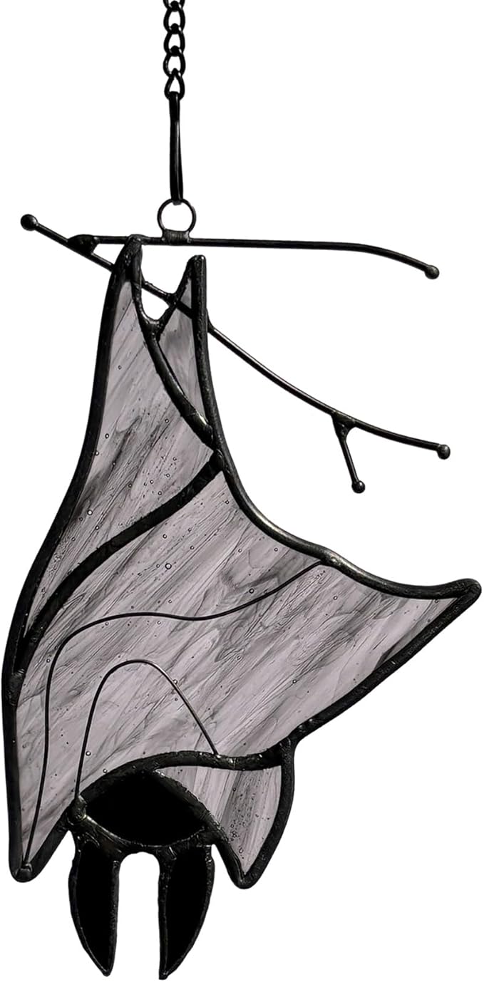 Stained Glass Bat Decor Window Hangings Ornament, Gothic Bat Suncatcher Halloween Decorations Gifts, Handmade Occult Sun Catchers Indoor Window Home Decor