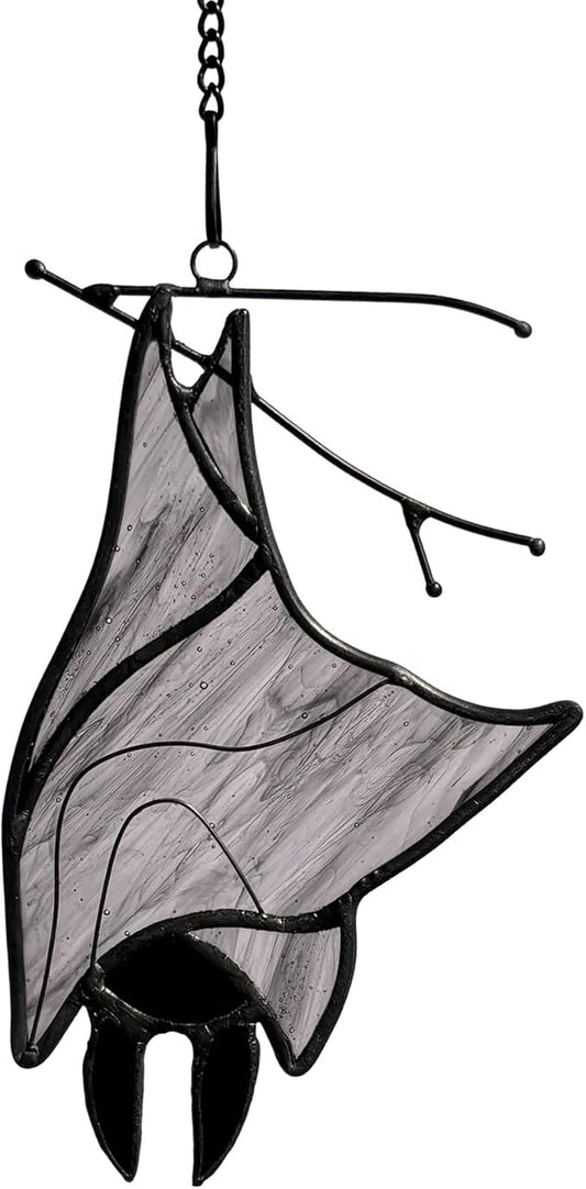 Stained Glass Bat Decor Window Hangings Ornament, Gothic Bat Suncatcher Halloween Decorations Gifts, Handmade Occult Sun Catchers Indoor Window Home Decor