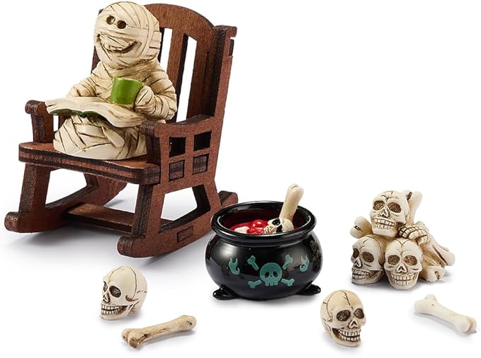 Halloween Miniature Mummy Desk Figurine,Gothic Horror Resin Mummy Decor,for Bookshelf Decor,Desk Trinkets,Collectible,Party Gifts