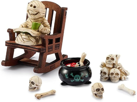 Halloween Miniature Mummy Desk Figurine,Gothic Horror Resin Mummy Decor,for Bookshelf Decor,Desk Trinkets,Collectible,Party Gifts