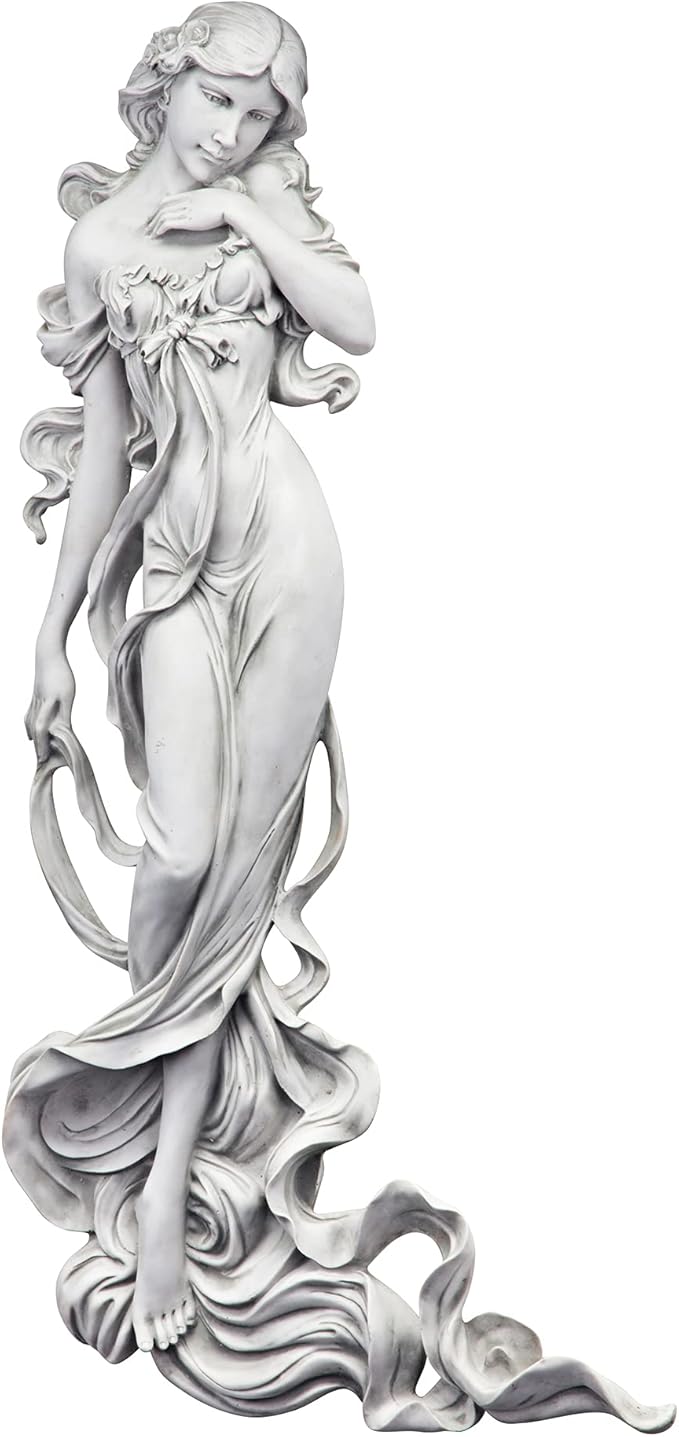 Design Toscano Flora Divine Patroness of Springtime Indoor/Outdoor Wall Frieze Sculpture, 31 inches tall, Cast Stone Resin, Antique Stone Finish