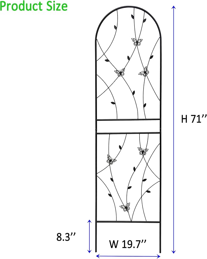 4 Pack Metal Garden Trellis for Climbing Plant Rose Stand, Black Outdoor 71'' Tall Flower Support Iron Garden Fence, 71'' H Black