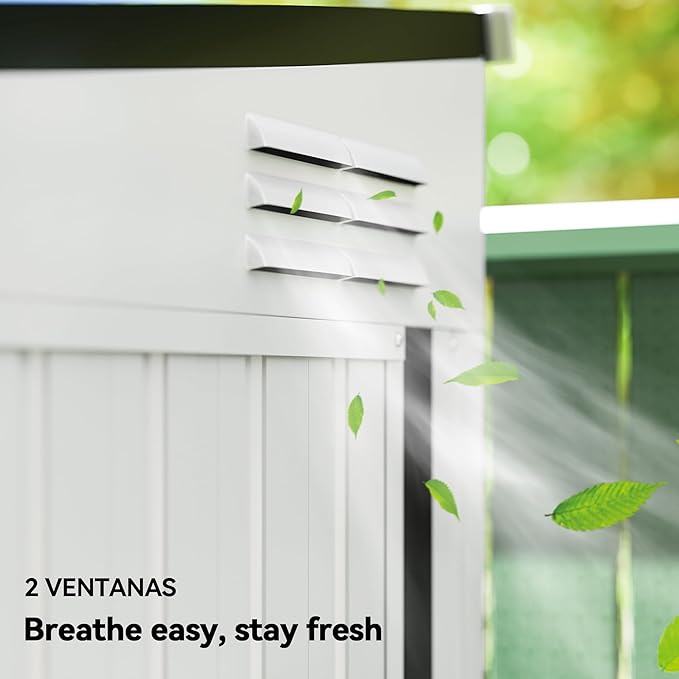 Outsunny 4' x 8' Metal Outdoor Storage Shed, Lean to Storage Shed, Garden Tool Storage House with Lockable Door and 2 Air Vents for Backyard, Patio, Lawn, White