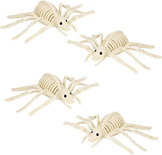 4 Pack Spider Skeleton Halloween Decor Sculpture Scary Centrepiece Animal Skeleton Spider Bone for Indoor Outdoor Spooky Scene Garden Haunted House Props
