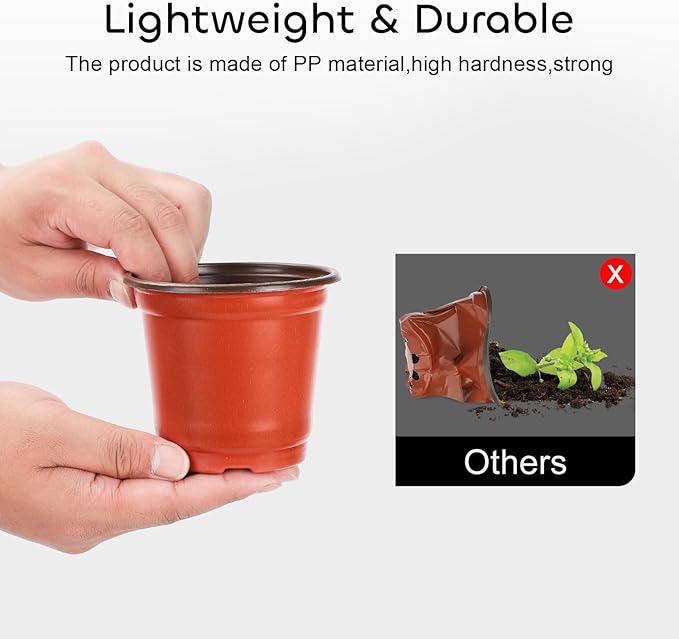 GROWNEER 120 Pcs 4 Inch Nursery Plant Pots for Plants with 15 Labels, Plastic Seed Starter Kit for Indoor & Outdoor Gardening, Seedling Transplant, and Flower Growing Planter