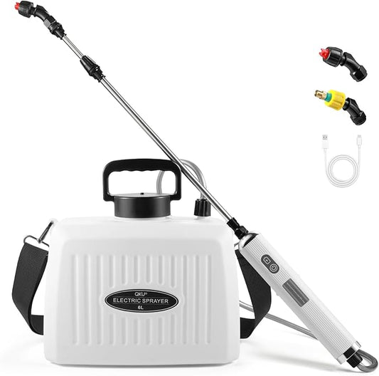 Electric Sprayer, Battery Powered Sprayer 6L/1.6 Gallon, with 3-Adjustable Nozzles, Retractable Wand, Rechargeable Handle & Adjustable Shoulder Strap, Suitable for Garden, Lawn & Cleaning.