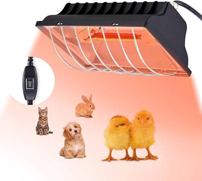 Chicken Coop Heat Lamp 250W Brooder Heating Plate for Chicks Hanging Light Heated Adjustable Temp with Anti-Fall Aluminum Alloy Lamp Shade Suitable for Poultry, Livestock & Small Pets