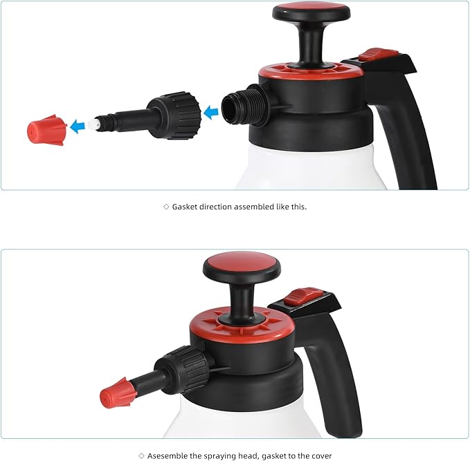 FOSHIO 0.53 Gallon Garden Pump Sprayer, 2L Portable Hand Pump Pressure Water Spray Bottles with Adjustable Nozzle Trigger Lock Sprayer for Home, Lawn and Car Detailing