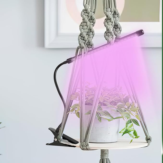 Sunny Power Clip On Grow Lights for Indoor Plants Full Spectrum, Adjustable 6000K LED Plant Lights for Indoor Growing with Auto Timer & 3 Lighting Modes for Succulents, Seed Starting