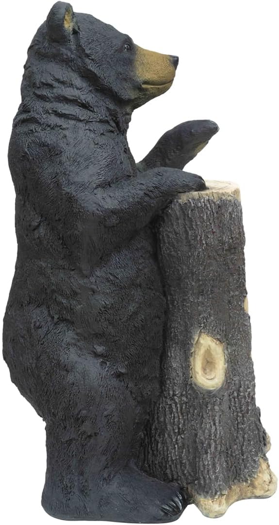 Black Forest Décor Standing Bear Tree Trunk Welcome Sign – Rustic Black Bear Decor, 14"W x 20"D x 35 1/2"H