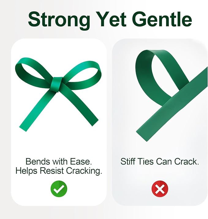 0.5 Inch Plant Tie Tape, 4 Rolls (788 ft Total) – Stretch Vinyl (PVC) Garden Ties for Stems & Poles, Non-Adhesive; Mesh Storage Bag + 1 Binder Clip Included (788 ft)