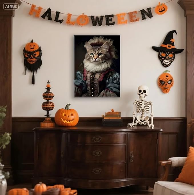 Cat Lovers Gift - 11.5x15 inch Framed Canvas Wall Art for Bathroom, Office, Living Room Persian Cat Art for Home Decor, Unique Housewarming Gift Idea