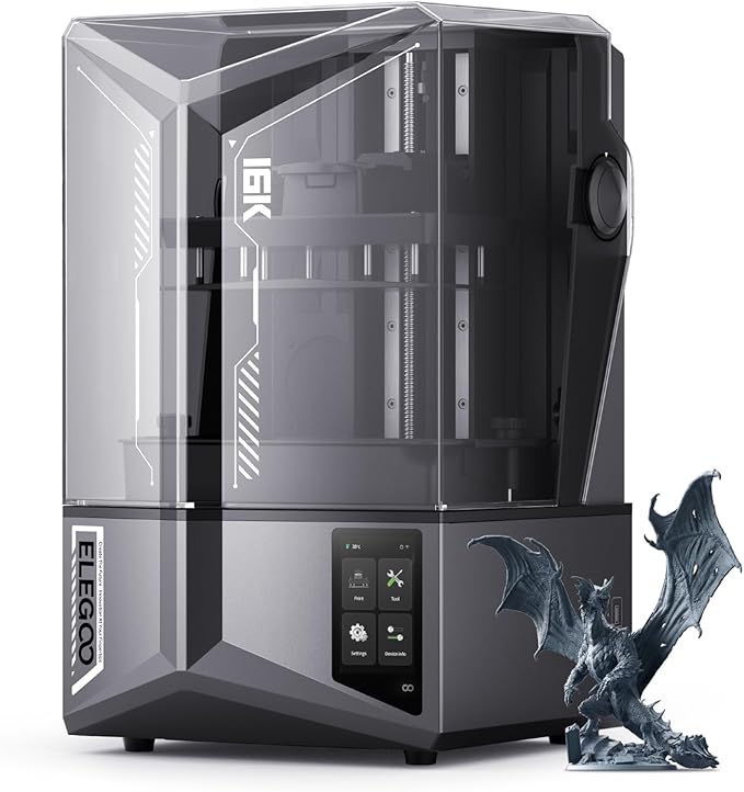 ELEGOO Saturn 4 Ultra 16K Resin 3D Printer with 10" 16K Mono LCD and Flip-up Lid, Smart Tank Heating at 30 °C, 150mm/h High Speed Printing, Large Printing Size of 8.33x4.66x8.66 Inches